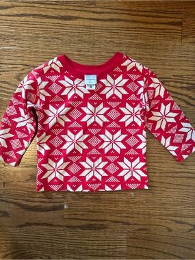 Hanna Andersson Red and White Snowflake Long-Sleeve Top